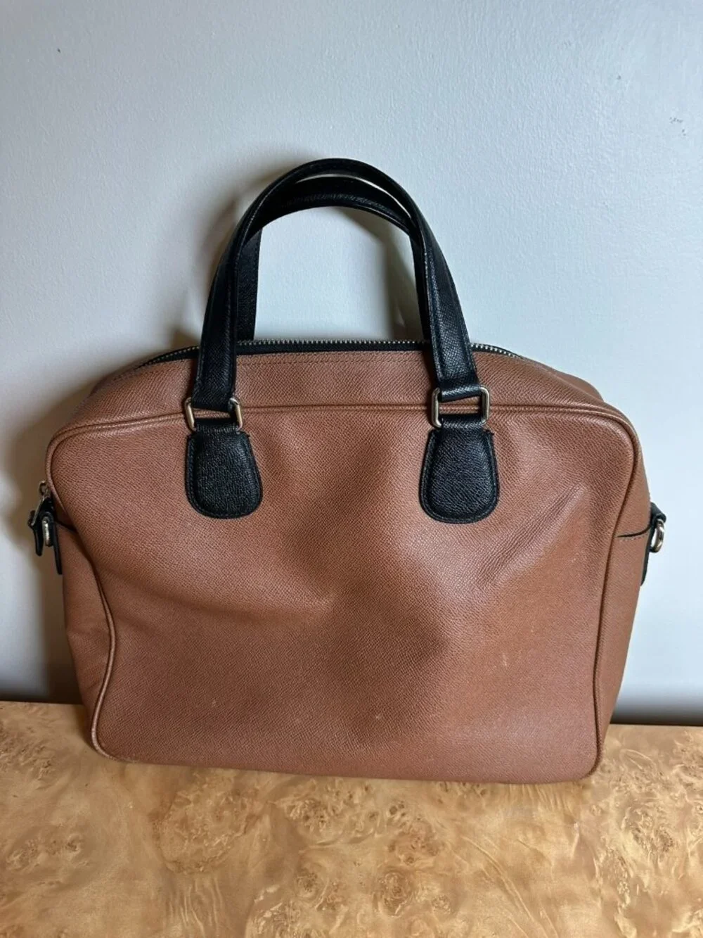 Coach Perry Business Tote Briefcase Brown Black Crossgrain Leather Laptop Bag